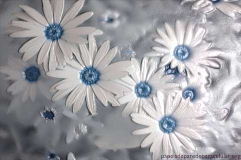 Flores Brancas com Efeito 3D 480x320